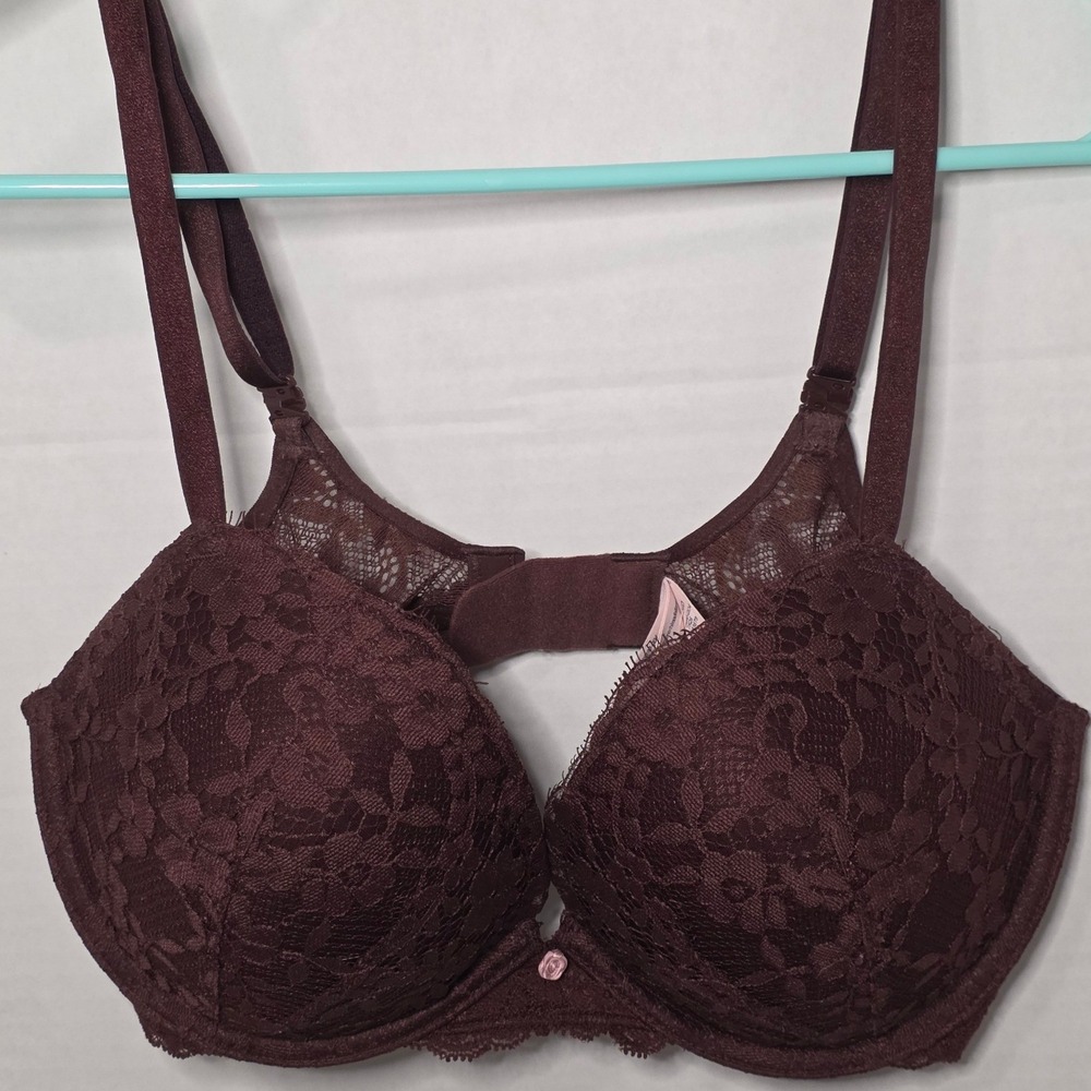 Victorias Secret Push Up Bra 34D Brown New Dream Angels 11281000 Floral Lace